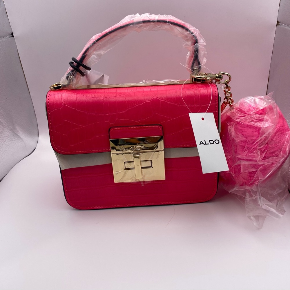 Aldo Chiadda  Bright Pink Women's Top Handle Handbag Shoulder Strap - Picture 9 of 13